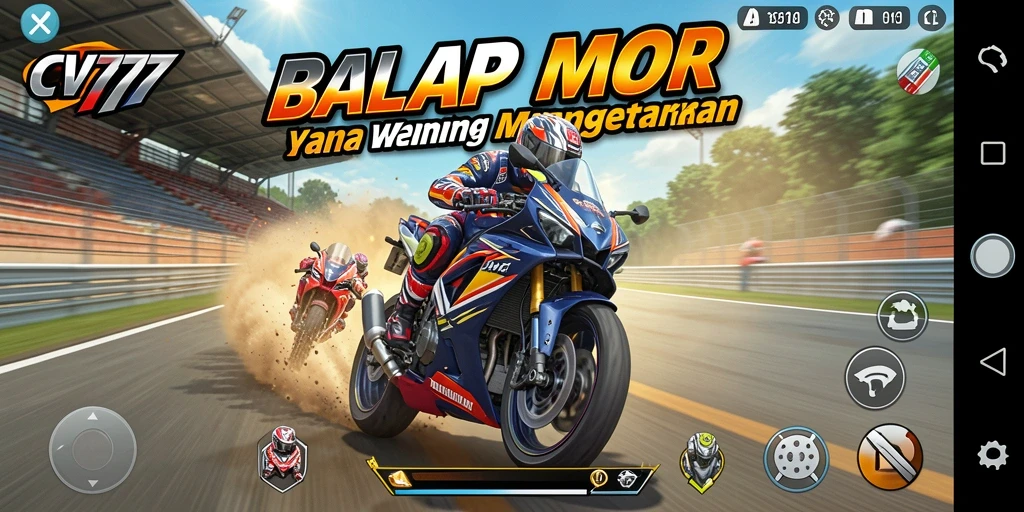 Screenshot CV777 menampilkan aksi balapan motor yang seru dan mendebarkan.