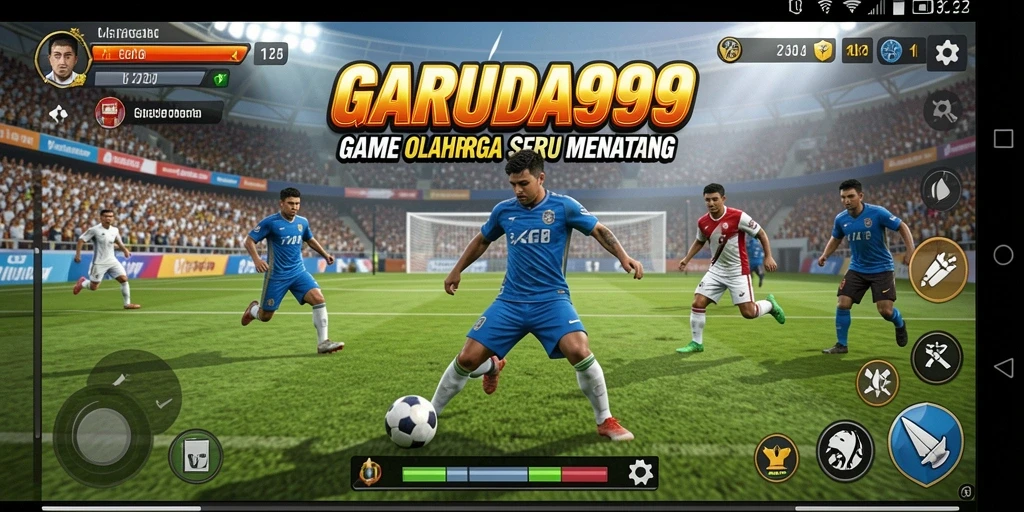 Screenshot utama GARUDA999 menampilkan aksi seru dalam pertandingan olahraga.