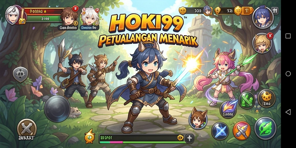 Screenshot dari gameplay HOKI99 yang menampilkan karakter anime yang menawan.