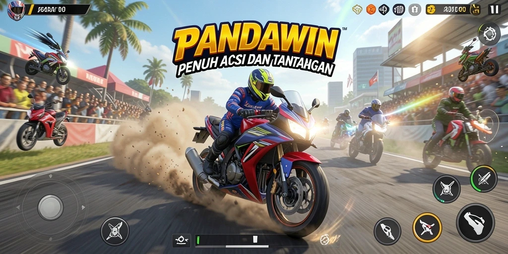 Gameplay seru balapan motor dalam PANDAWIN.