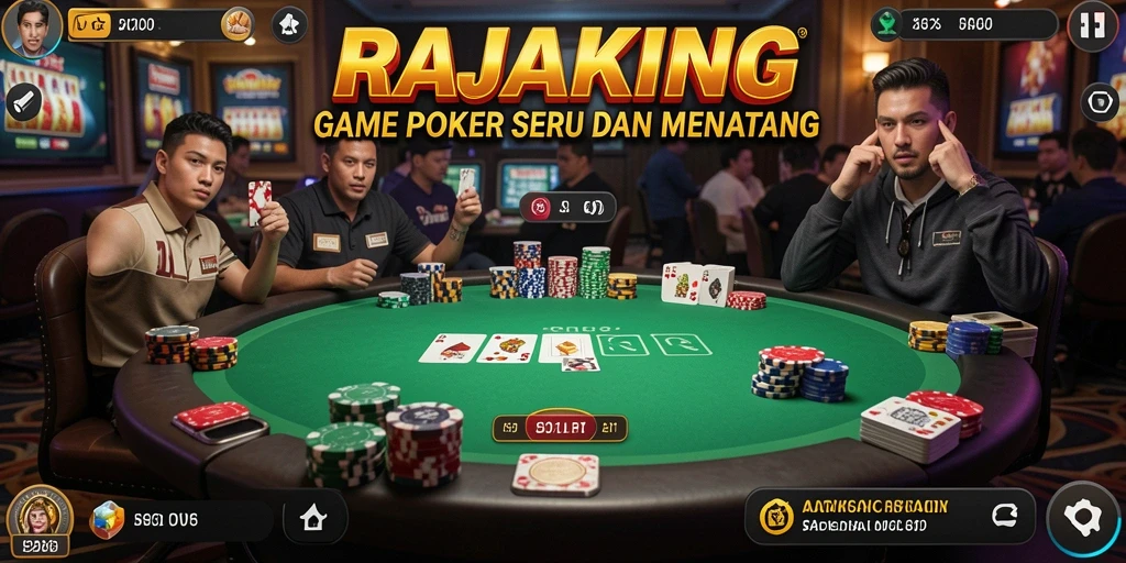 Screenshot gameplay RAJAKING menampilkan suasana permainan Poker yang seru.