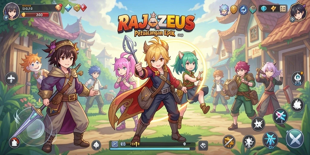 Tampilan gameplay seru dengan karakter anime ikonik.